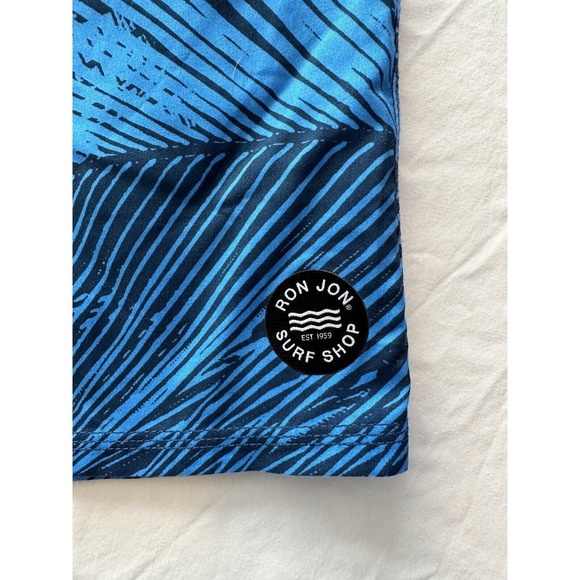 Ron Jon Board Shorts Trunks Blue Orange Palm Leaves Size 36 - Picture 4 of 11